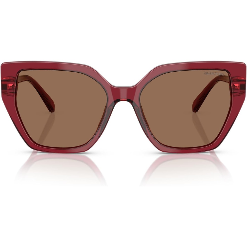 image:imageSwarovski womens Sk6016 Cat Eye SunglassesTransparent BurgundyDark Brown