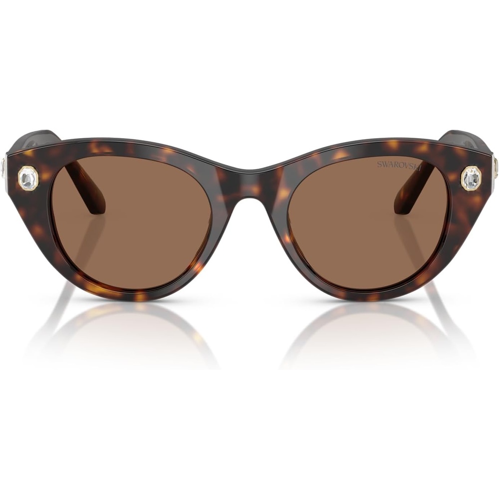 image:imageSwarovski womens Sk6025f Low Bridge Fit Round SunglassesHavanaDark Brown