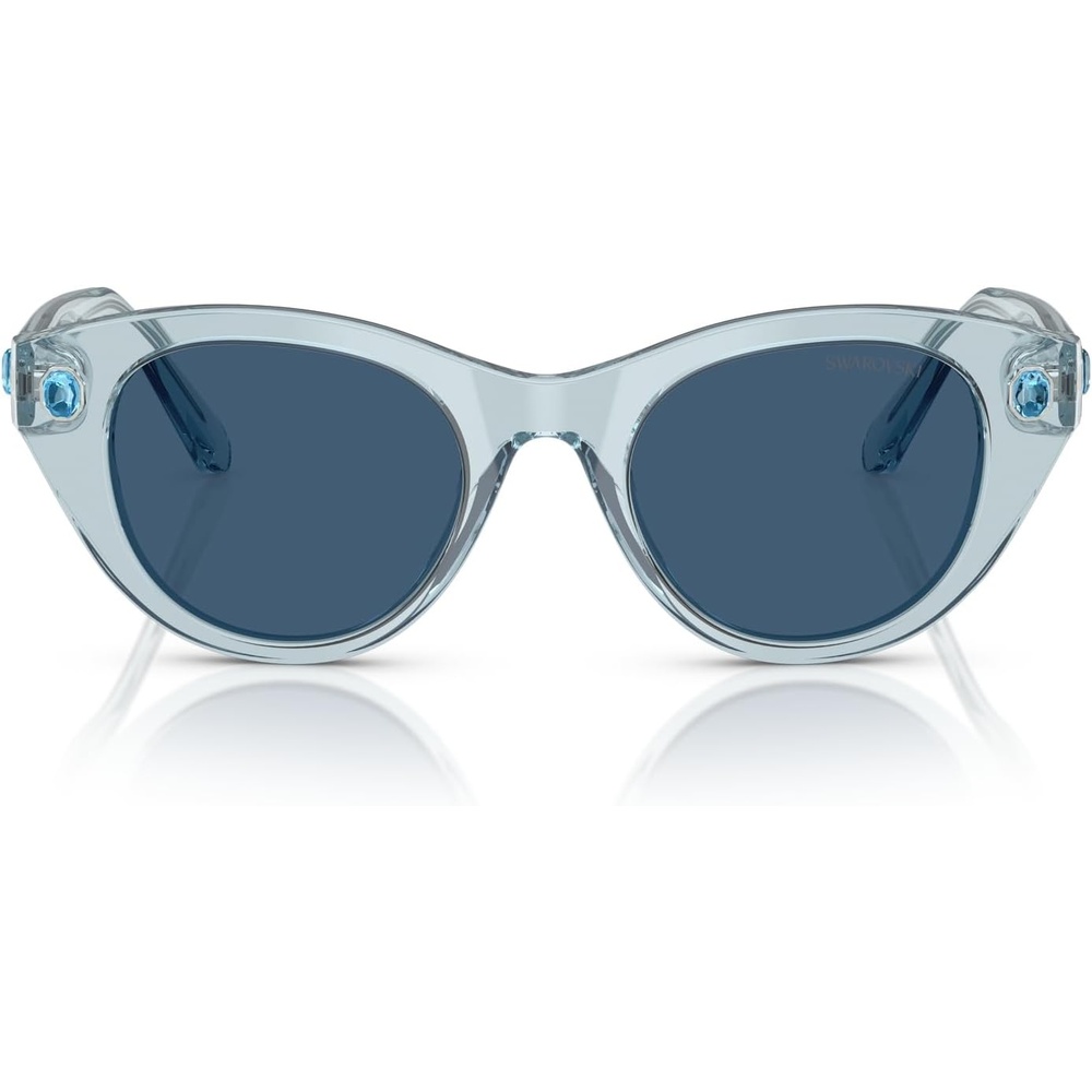 image:imageSwarovski womens Sk6025f Low Bridge Fit Round SunglassesTransparent Light BlueDark Blue