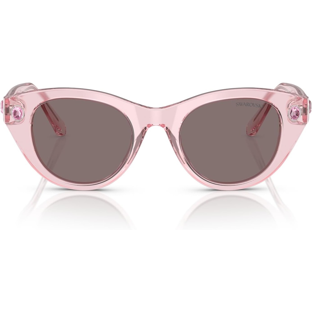 image:imageSwarovski womens Sk6025f Low Bridge Fit Round SunglassesTransparent PinkLight Purple Brown