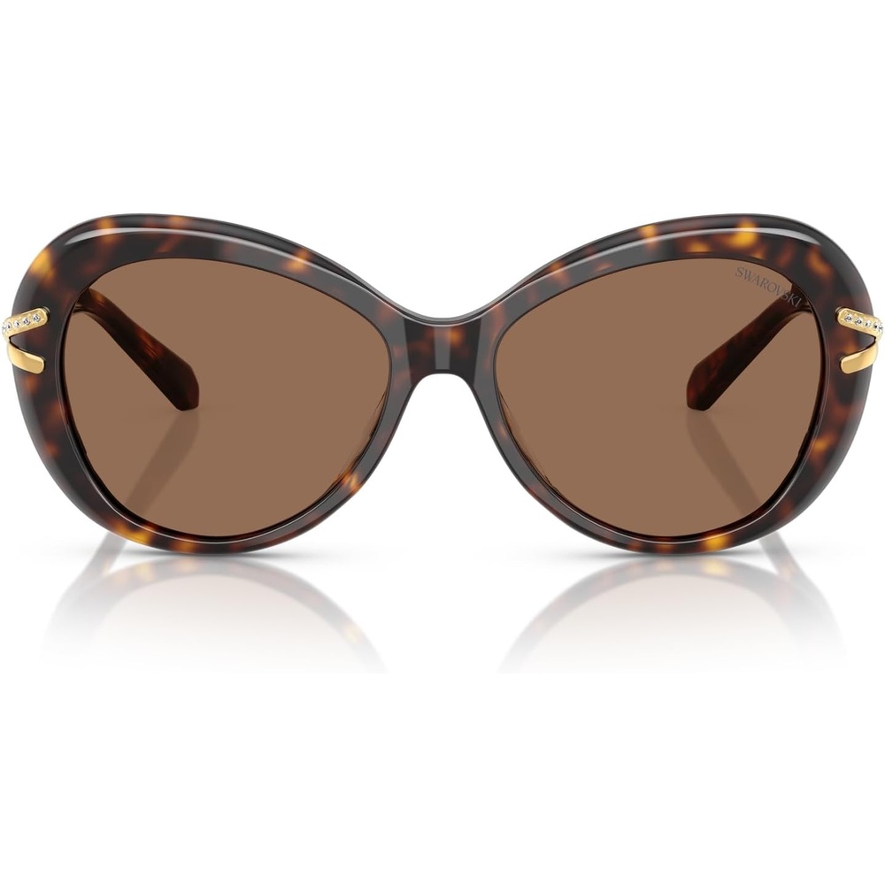 image:imageSwarovski womens Sk6026f Low Bridge Fit Butterfly SunglassesHavanaDark Brown