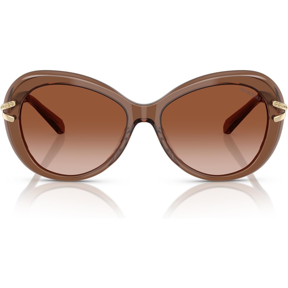 image:imageSwarovski womens Sk6026f Low Bridge Fit Butterfly SunglassesTransparent BrownGradient Brown
