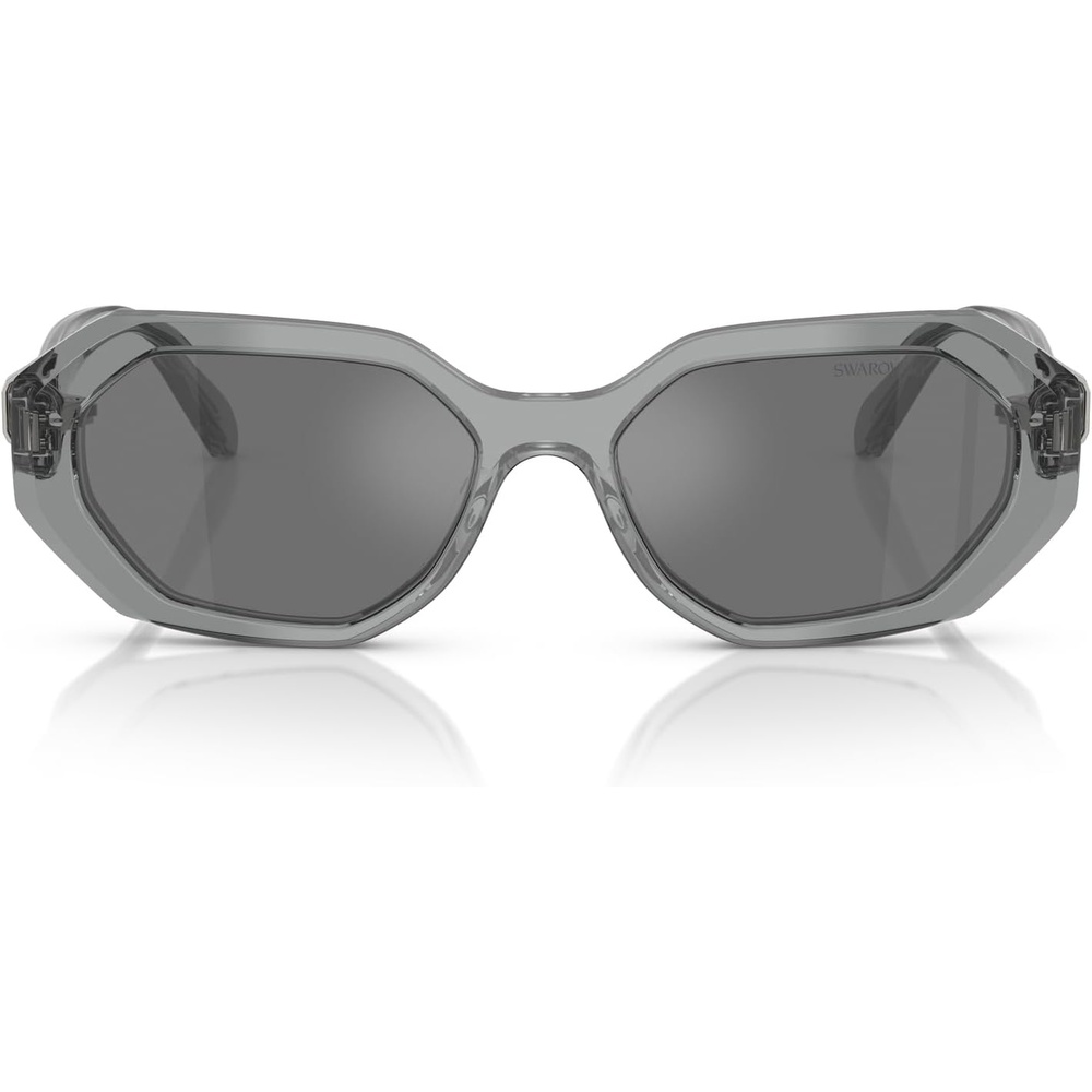 image:imageSwarovski womens Sk6028 Hexagonal SunglassesTransparent Dark GreyGrey Mirrored Black