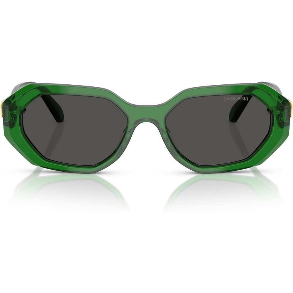 image:imageSwarovski womens Sk6028 Hexagonal SunglassesTransparent GreenDark Grey