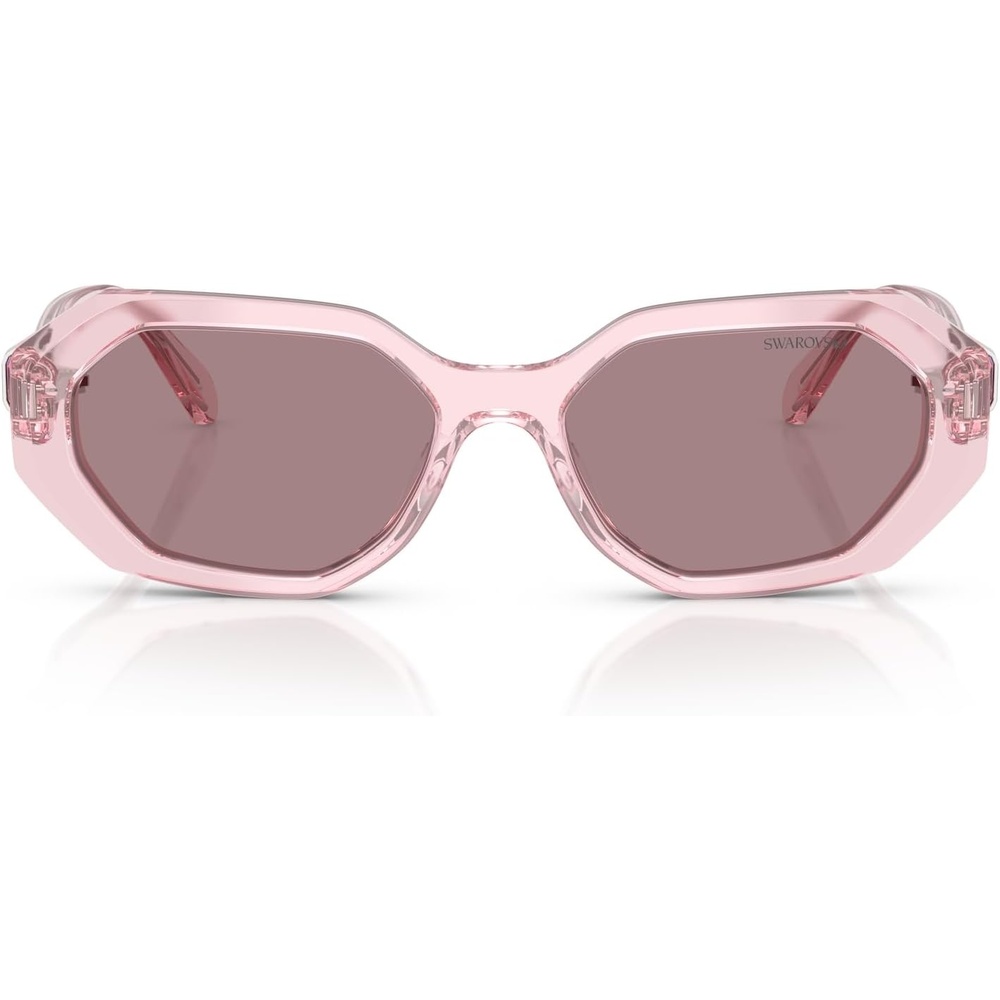 image:imageSwarovski womens Sk6028 Hexagonal SunglassesTransparent PinkLight Purple Brown