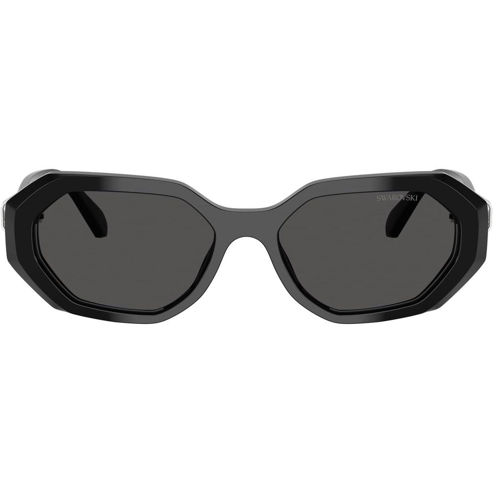 image:imageSwarovski womens Sk6028f Low Bridge Fit Hexagonal SunglassesBlackDark Grey