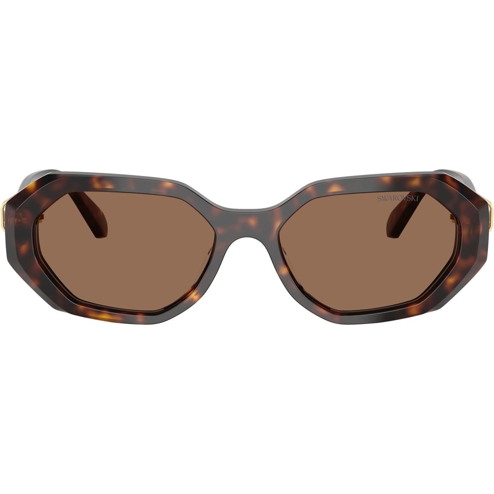 image:imageSwarovski womens Sk6028f Low Bridge Fit Hexagonal SunglassesDark HavanaDark Brown