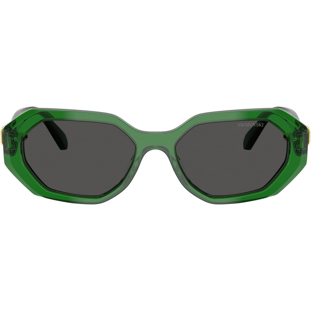 image:imageSwarovski womens Sk6028f Low Bridge Fit Hexagonal SunglassesTransparent GreenDark Grey