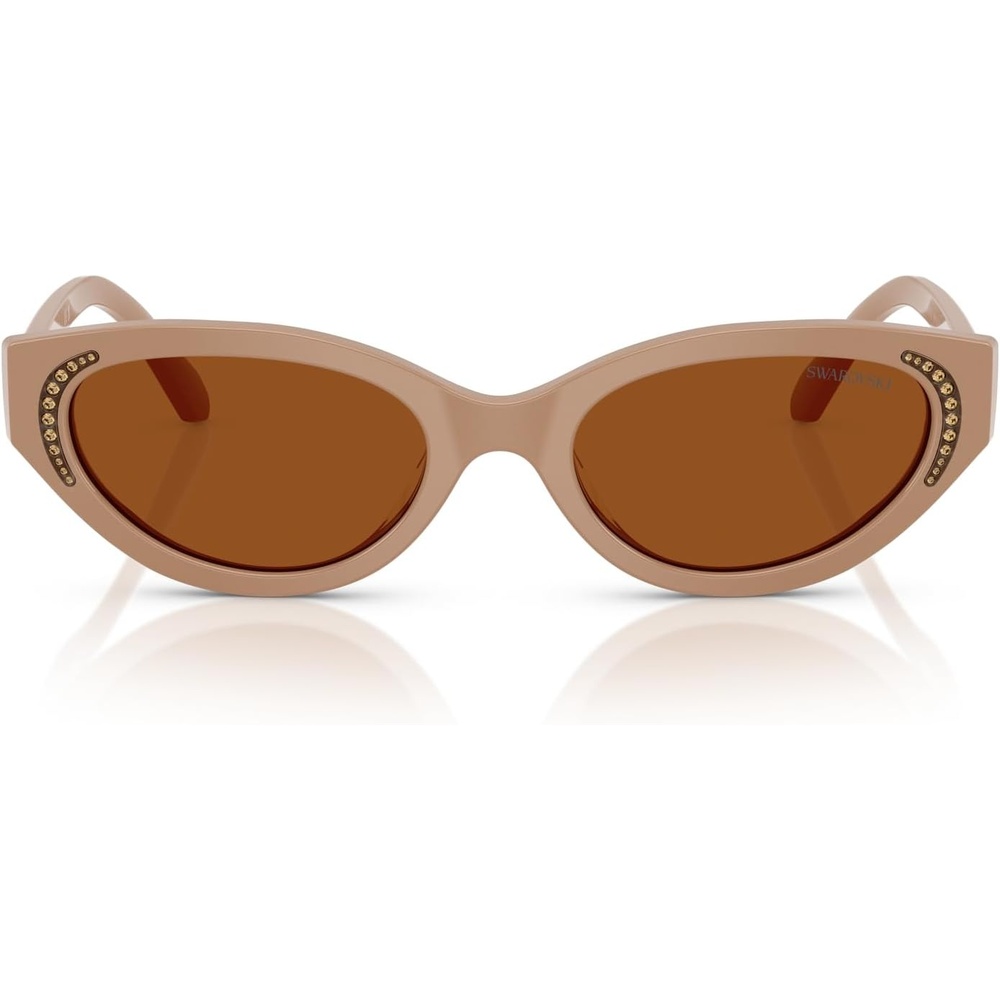 image:imageSwarovski womens Sk6030 Round SunglassesBeigeDark Brown