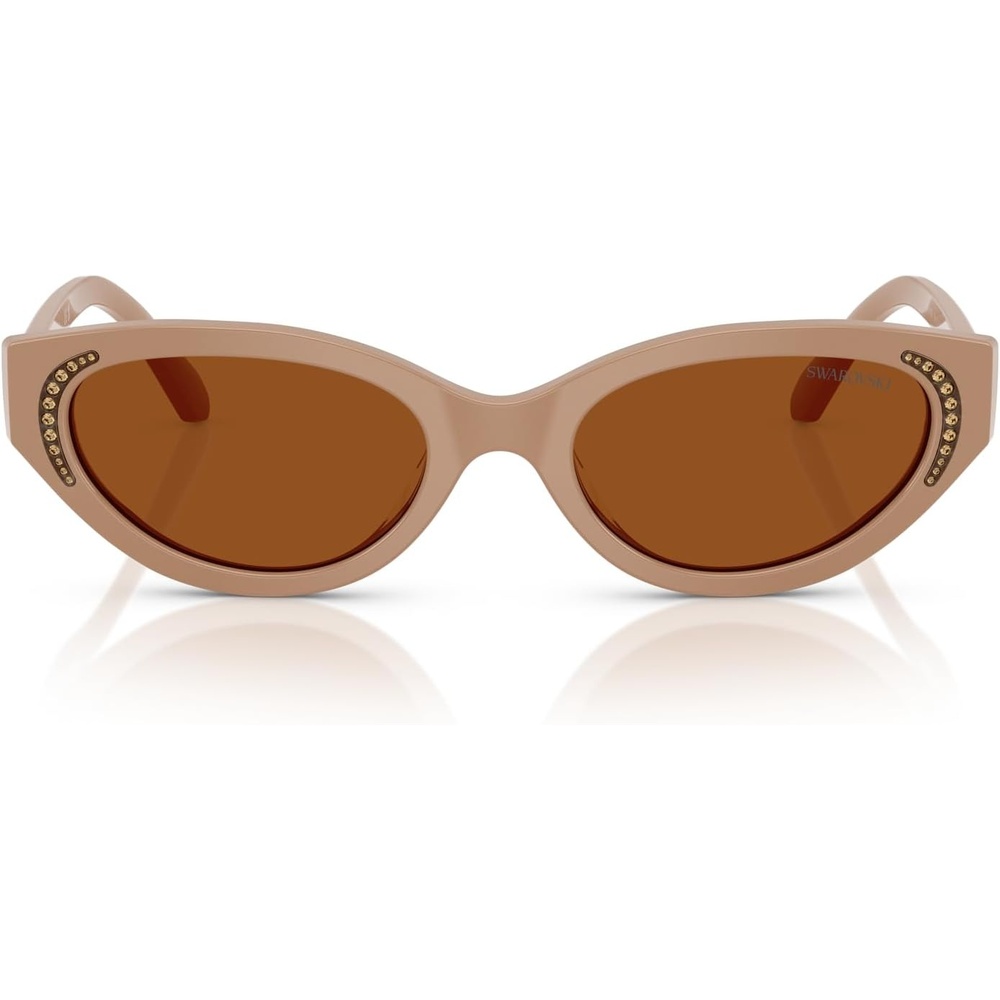 image:imageSwarovski womens Sk6030f Low Bridge Fit Round SunglassesBeigeDark Brown