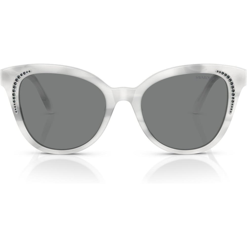 image:imageSwarovski womens Sk6031f Low Bridge Fit Butterfly SunglassesStriped WhiteDark Grey