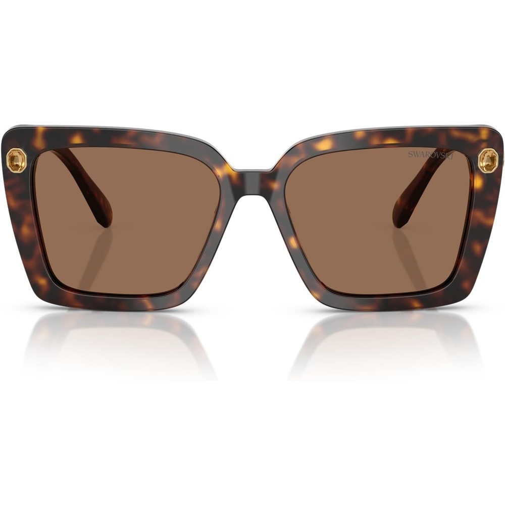image:imageSwarovski womens Sk6032f Low Bridge Fit Square SunglassesHavanaDark Brown