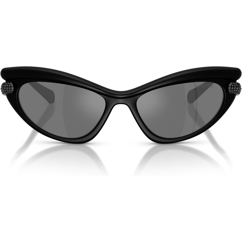 image:imageSwarovski womens Sk6038 Cat Eye SunglassesMatte BlackGrey Mirrored Black