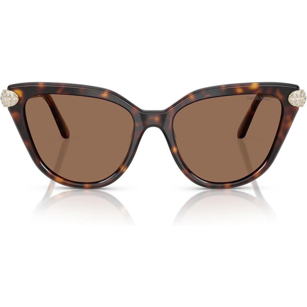 image:imageSwarovski womens Sk6039f Low Bridge Fit Cat Eye SunglassesHavanaDark Brown