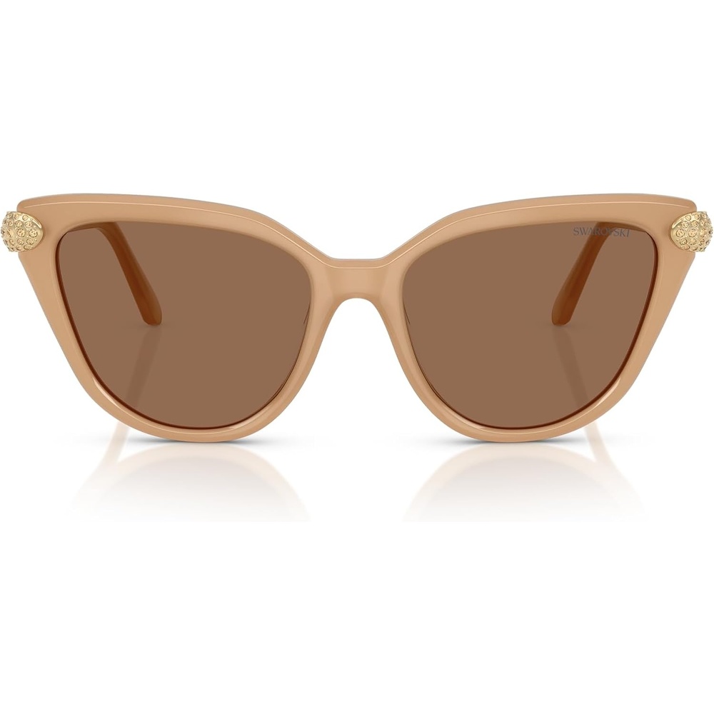 image:imageSwarovski womens Sk6039f Low Bridge Fit Cat Eye SunglassesMilky BeigeBronze
