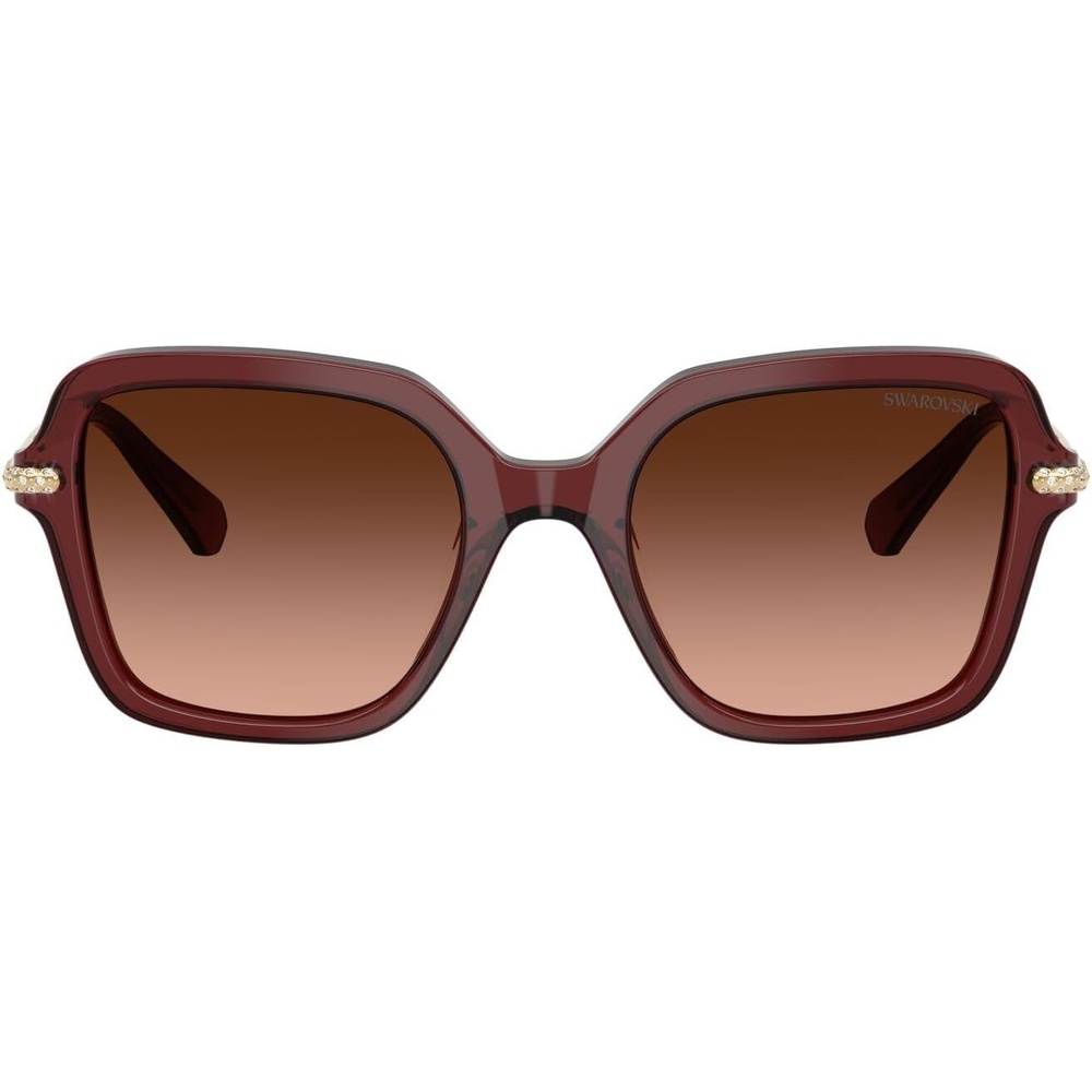 image:imageSwarovski womens Sk6040 Square SunglassesTransparent BurgundyPink Gradient Grey