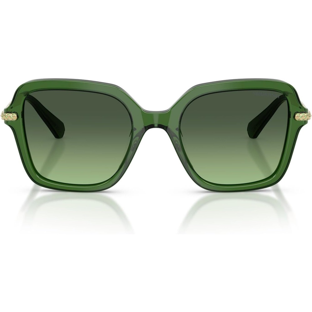 image:imageSwarovski womens Sk6040 Square SunglassesTransparent Dark GreenGreen Gradient