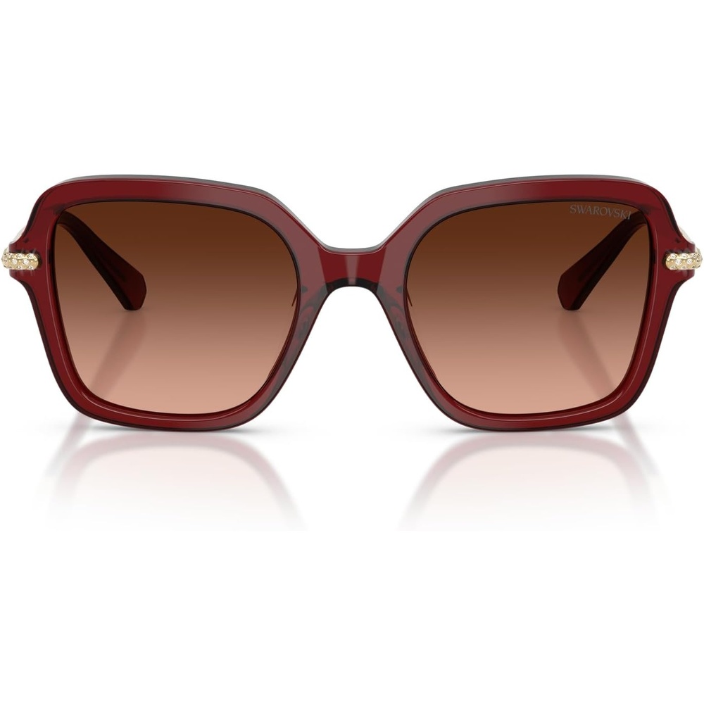 image:imageSwarovski womens Sk6040f Low Bridge Fit Square SunglassesTransparent BurgundyPink Gradient Grey