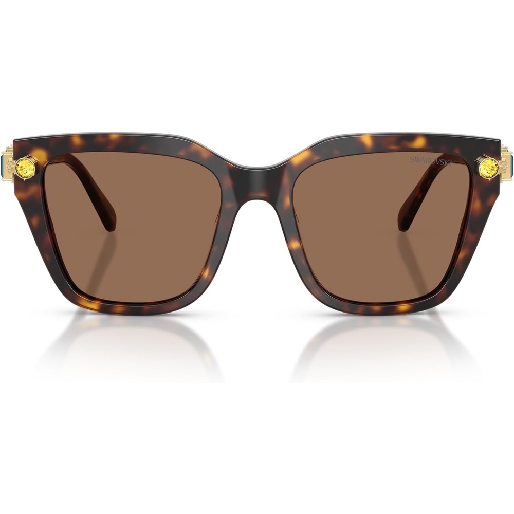 image:imageSwarovski womens Sk6041f Low Bridge Fit Square SunglassesHavanaDark Brown