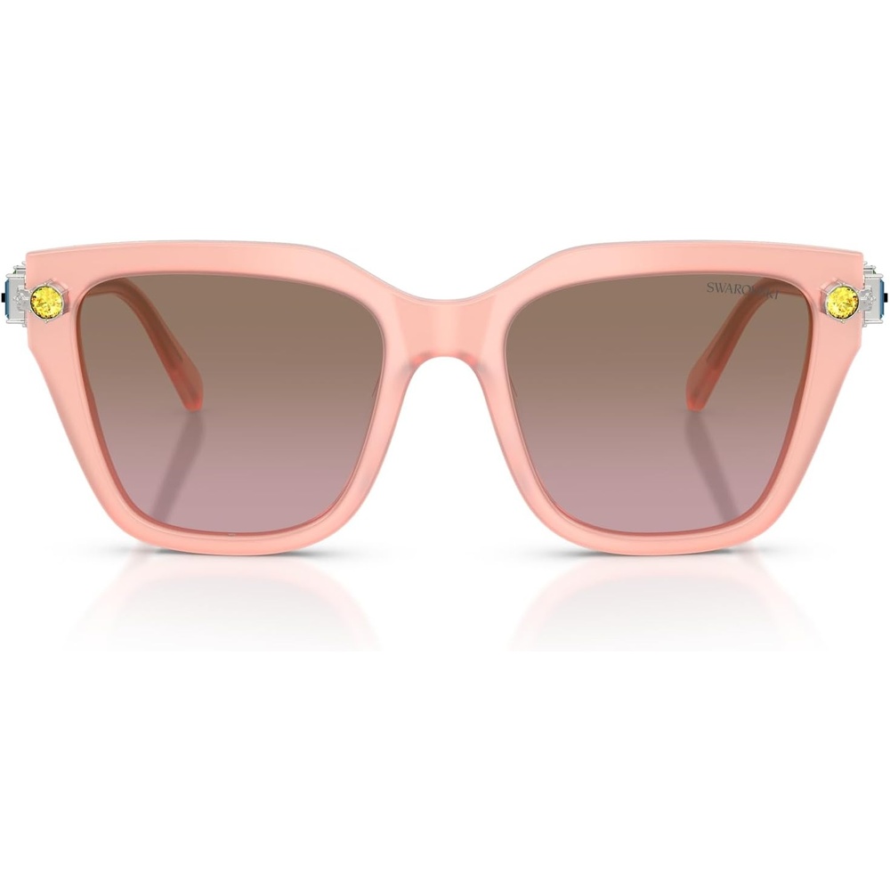 image:imageSwarovski womens Sk6041f Low Bridge Fit Square SunglassesMilky PinkDark Brown Dark Pink Gradient