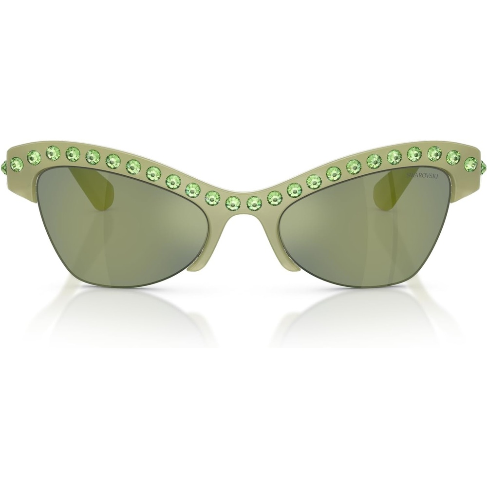 image:imageSwarovski womens Sk6043 Butterfly SunglassesMilky GreenGreen Mirrored Green