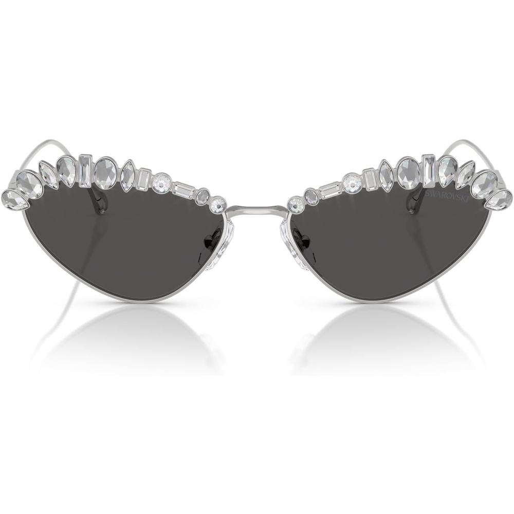 image:imageSwarovski womens Sk7009 Oval SunglassesSilverDark Grey