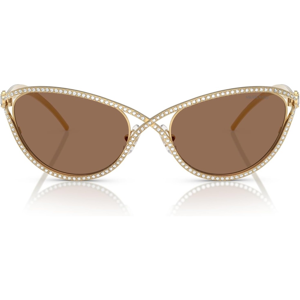 image:imageSwarovski womens Sk7025 Cat Eye SunglassesGoldDark Brown