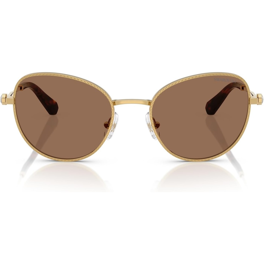 image:imageSwarovski womens Sk7032 Round SunglassesGoldDark Brown