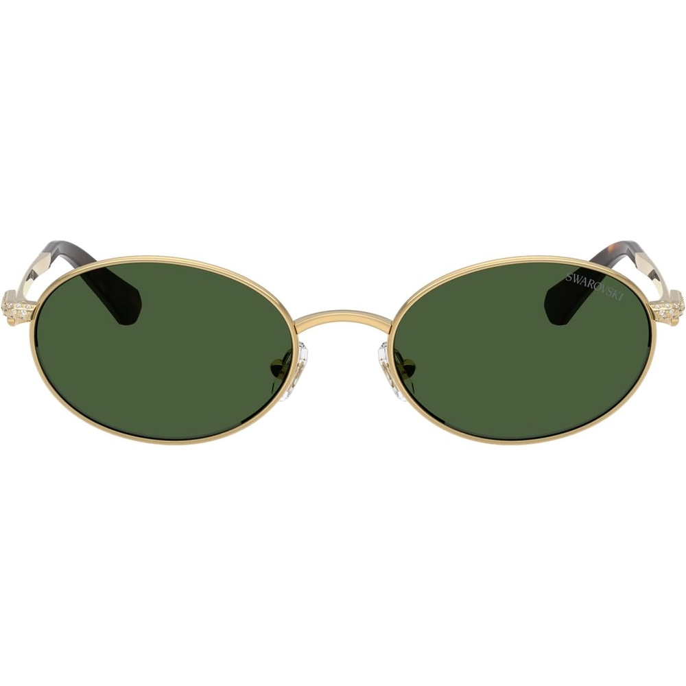 image:imageSwarovski womens Sk7033 Oval SunglassesGoldDark Green