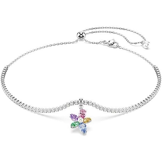 image:imageSwarovski x Ariana Grande Jewelry Collection Bracelet Choker Earrings Mixed Cut Multicolored Stones Rhodium FinishMulticolored Choker Necklace