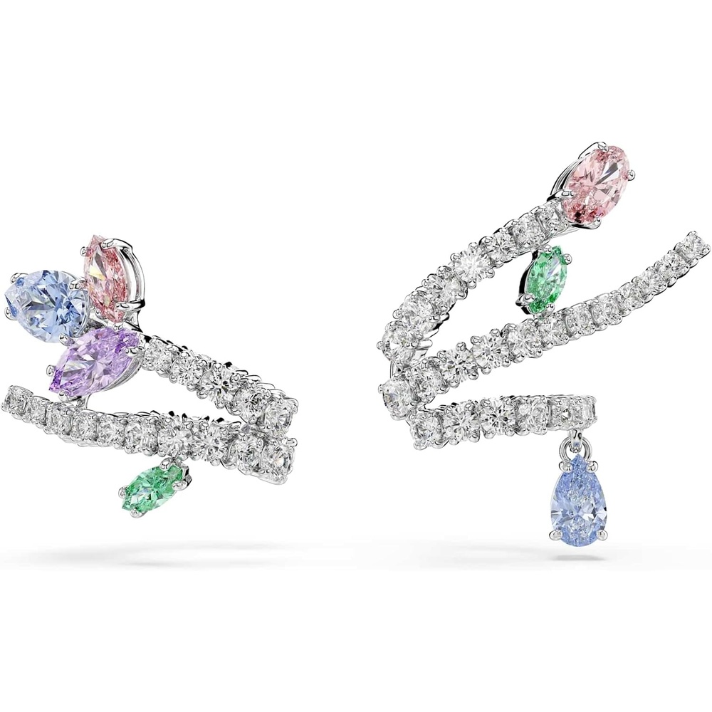 image:imageSwarovski x Ariana Grande Jewelry Collection Necklace Earrings Ear Cuffs Mixed Cut Multicolored Stones Rhodium FinishMulticolored Ear Cuffs