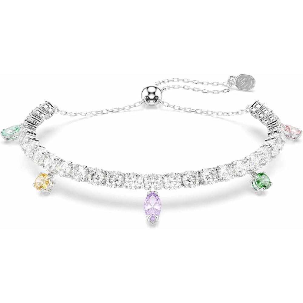 image:imageSwarovski x Ariana Grande Jewelry Collection Necklace Earrings Ear Cuffs Mixed Cut Multicolored Stones Rhodium FinishMulticolored Tennis Bracelet