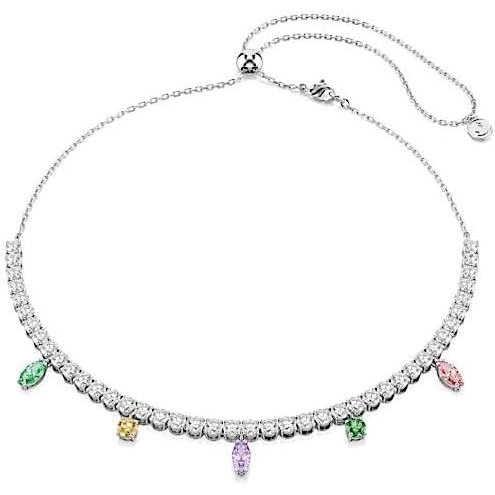 image:imageSwarovski x Ariana Grande Jewelry Collection Necklace Earrings Ear Cuffs Mixed Cut Multicolored Stones Rhodium FinishMulticolored Tennis Necklace