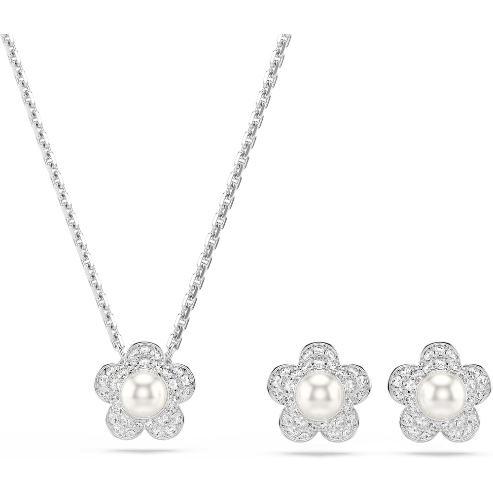 image:imageSwarovski x Ariana Grande Necklace amp Earring Sets Rhodium Finish Official Ariana Grande Jewelry CollectionCrystal and Crystal Pearl Set