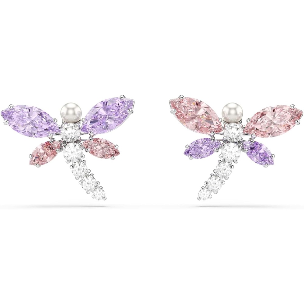 image:imageSwarovski x Ariana Grande Official Dragonfly Motif Jewelry Collection Brooch Pendant Necklace Earrings Mixed Cut Multicolored Stones Rhodium FinishMulticolored Stud Earrings