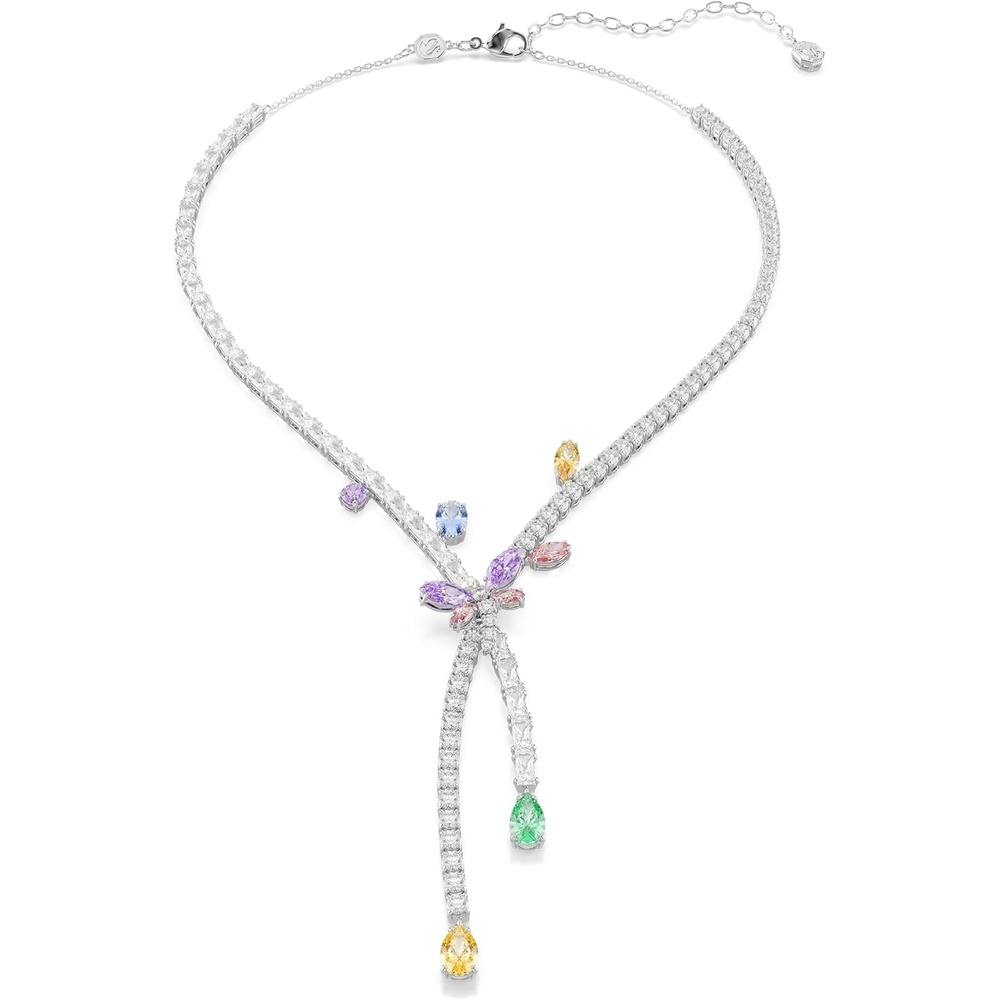image:imageSwarovski x Ariana Grande Official Dragonfly Motif Jewelry Collection Brooch Pendant Necklace Earrings Mixed Cut Multicolored Stones Rhodium FinishMulticolored Cross Over Necklace