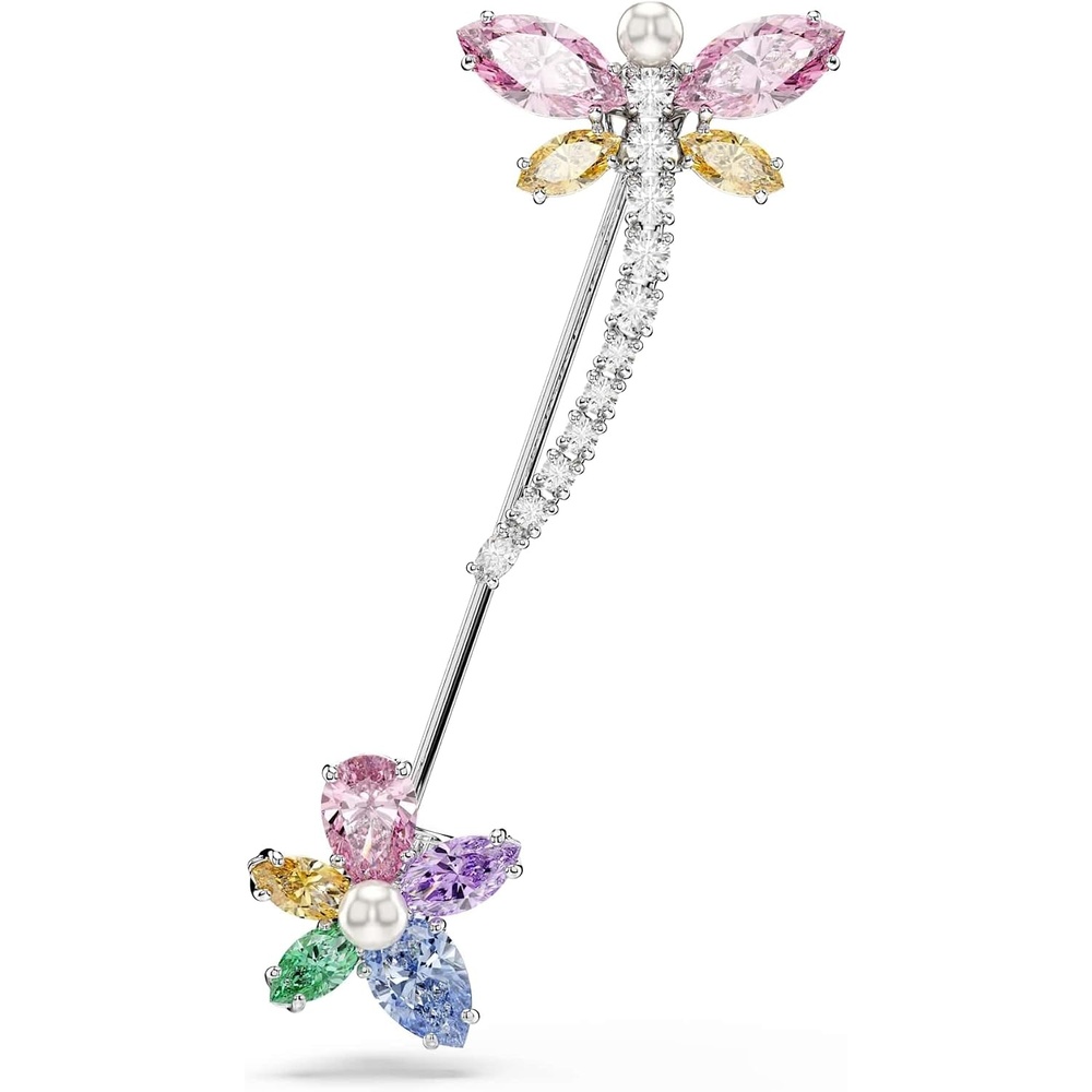 image:imageSwarovski x Ariana Grande Official Dragonfly Motif Jewelry Collection Brooch Pendant Necklace Earrings Mixed Cut Multicolored Stones Rhodium FinishMulticolored Brooch