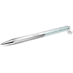 SWAROVSKI Crystalline ballpoint pen, White, White lacquered(Blue Crystals  Chrome)