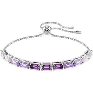 Swarovski Matrix Hoop Earrings, Bracelet, Tack Pin, Multicolored Crystals, Gold-Tone Finish(Soft Bracelet Purple)