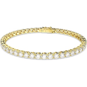 Swarovski Matrix Tennis Bracelet, Round Cut Crystals, Pink, Blue, Black, Clear, Rhodium, Gold-Tone and Rose Gold-Tone Finishes(Clear Crystal)