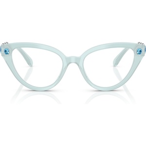 Swarovski womens Sk2028f Low Bridge Fit Cat Eye Prescription Eyewear Frames(Milky Light Blue/Demo Lens)