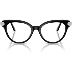 Swarovski womens Sk2046f Low Bridge Fit Round Prescription Eyewear Frames(Black/Demo Lens)