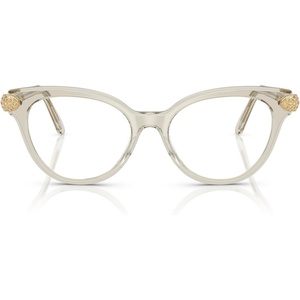 Swarovski womens Sk2046f Low Bridge Fit Round Prescription Eyewear Frames(Transparent Beige/Demo Lens)