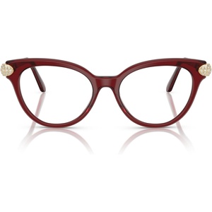 Swarovski womens Sk2046f Low Bridge Fit Round Prescription Eyewear Frames(Transparent Burgundy/Demo Lens)
