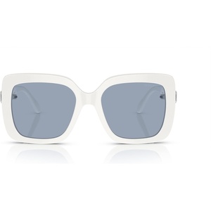 Swarovski womens Sk6001f Low Bridge Fit Square Sunglasses(White/Light Blue Mirrored Silver)