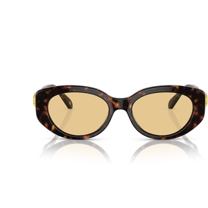 Swarovski womens Sk6002 Oval Sunglasses(Dark Havana/Light Yellow)