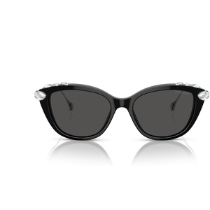 Swarovski womens Sk6010 Cat Eye Sunglasses(Black/Dark Grey)