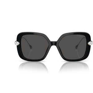 Swarovski womens Sk6011 Square Sunglasses(Black/Dark Grey)