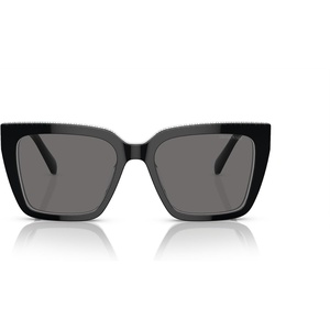 Swarovski womens Sk6013 Square Sunglasses(Black/Dark Grey Polarized)