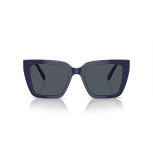 Swarovski womens Sk6013 Square Sunglasses(Blue/Dark Grey)